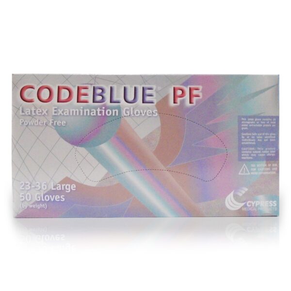 CodeBlue? PF Latex Extended Cuff Length Exam Glove, Large, Blue