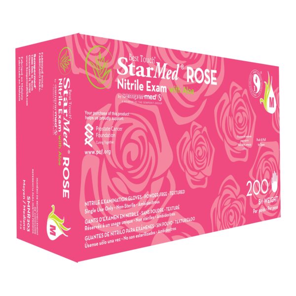 StarMed? Rose Nitrile Exam Glove, Medium, Pink