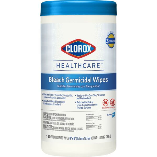 Clorox Healthcare? Bleach Germicidal Wipes, Canister, 150 ct.