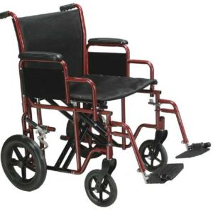 Transport Wheelchair Bariatric 22  Wide Red