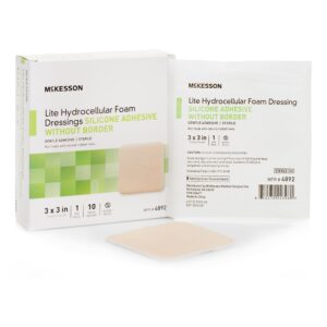 McKesson Lite Silicone Gel Adhesive without Border Thin Silicone Foam Dressing, 3 x 3 Inch