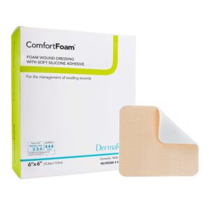 ComfortFoam™ Border Silicone Adhesive with Border Silicone Foam Dressing, 6 x 6 Inch