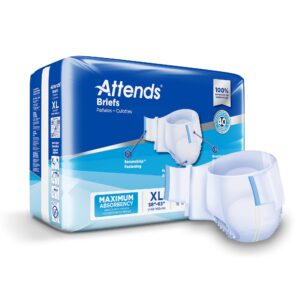 Attends® Briefs, Adult, X-Large, Heavy Absorbency, Disposable, 58" to 63" Waist, White