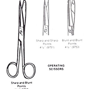 Operating Scissors- Sharp/Blunt- 4 1/2 Straight