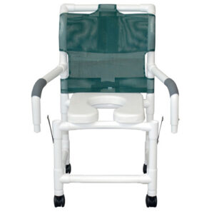 Shower Chair w/Soft Seat Dlx Elongated Dual Drop Arm