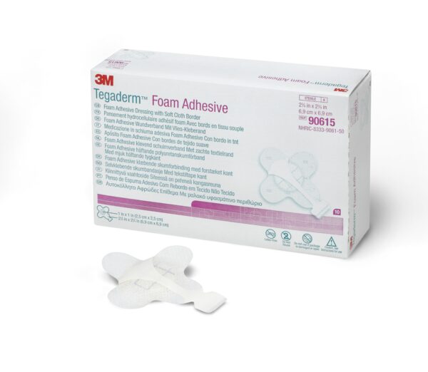3M™ Tegaderm™ High Performance Adhesive with Border Foam Dressing, 2¾ x 2¾ Inch