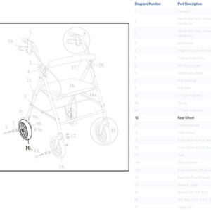 Front/Rear Wheel Assembly for Drive R728 Rollators