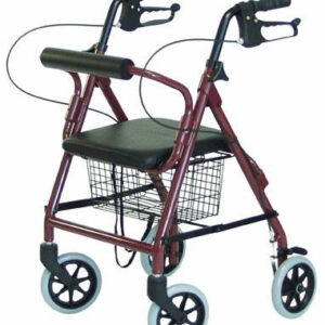 Bariatric 4-Whl Rollator Hemi Burgundy Imperial 450# Wt Cap