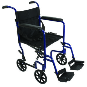 Aluminum Transport Chair w/ Footrests Blue