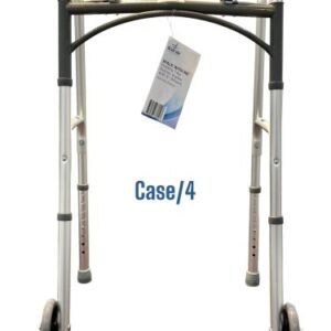 WALK WITH ME Folding Aluminum 2 Button Walker w/5 Wheels Cs4