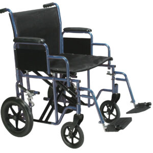 Transport Wheelchair Bariatric 22  Wide  Blue