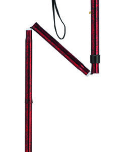 Folding Cane Alum w/Gel Grip Red Crackle