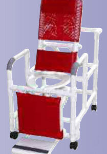 Reclining Shower Chair w/Dlx Elongated Commode Seat PVC