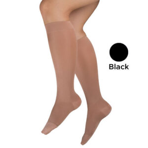 Ladies' Sheer Mild Support Md 15-20mmHg Knee Hi CT Black